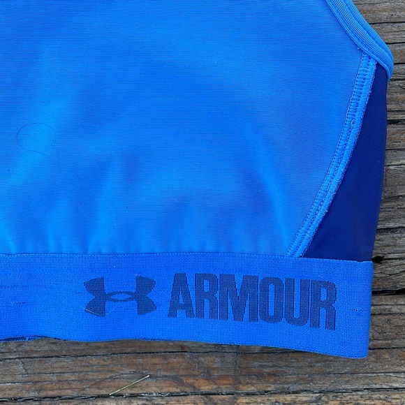 UA Blue Racerback Keyhole Cutout Sports Bra - Picture 2 of 5